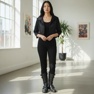 ❤️ Signature by Sangria Black Satin Open Bolero Jacket